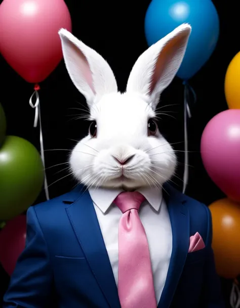 Abstract style (Rough sketch:1.3) <lora:AnimAl P FFusion (TX Encoder):0.33> <lora:AnimAl P FFusion-000002:1>rabbit in a suit with a pink shirt and tie, anthropomorphic rabbit, behance. polished, legoshi from beastars, cute anthropomorphic bunny, rabbit_bunny, portrait of a bugs bunny, professional corporate portrait, wearing a stylish men's suit, the white rabbit, realistic professional photo, fursona wearing stylish clothes, rabbit Atop a floating island suspended by enormous helium balloons, where orchards of floating fruit defy gravity's reach.,(Dark hue:1.3) . Non-representational, colors and shapes, expression of feelings, imaginative, highly detailed