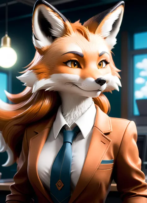 concept art (Acclaimed Photo:1.3) of (Ultrarealistic:1.3),(Romantic:1.3) <lora:AnimAl P FFusion v2-ep2.4:1> school as teacher a close up of a cartoon fox wearing a suit and tie, disney stylized furry, a beautiful fox lady, female fox, an anthro fox, krystal from star fox, render of mirabel madrigal, portrait of an anthro fox, headshot of young female furry, an anthropomorphic fox, anthropomorphic fox, stylized character Retro-futuristic Cloud Coffeehouse,Highly Detailed,(Seapunk Art:2),(High Contrast:1.3),close portrait,(manga:1.3),beautiful,attractive,handsome,trending on ArtStation,DeviantArt contest winner,CGSociety,ultrafine,detailed,studio lighting . digital artwork, illustrative, painterly, matte painting, highly detailed