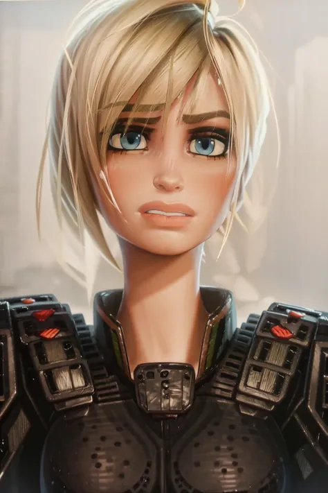 masterpiece, best quality, nsfw, portrait of Sgt Calhoun, 1girl, blue eyes, blonde hair, marker \(medium\), traditional media <lora:OmarDogan_08v2:1>
