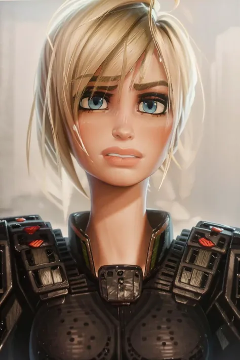 masterpiece, best quality, nsfw, portrait of Sgt Calhoun, 1girl, blue eyes, blonde hair, marker \(medium\), traditional media <lora:OmarDogan_08v2:1>