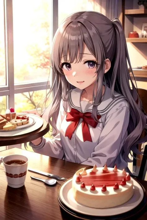 <lora:Kiriko-04:0.7>, kirikoimas, looking at viewer, cake, birthday cake, happy birthday, happy, crackers, indoors, table