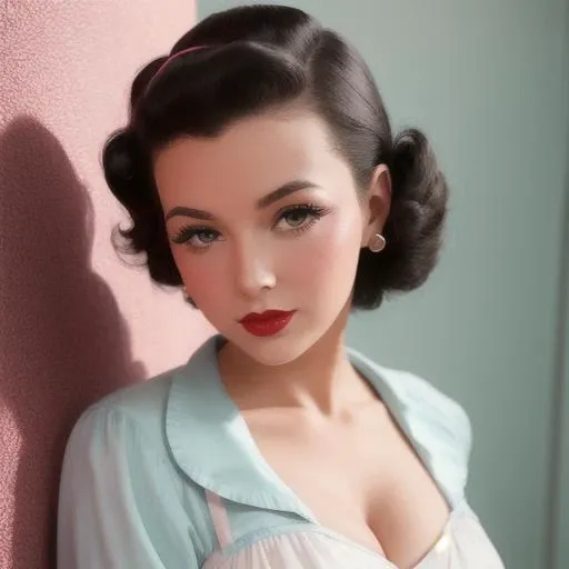1950s pinup, women, looking at camera,