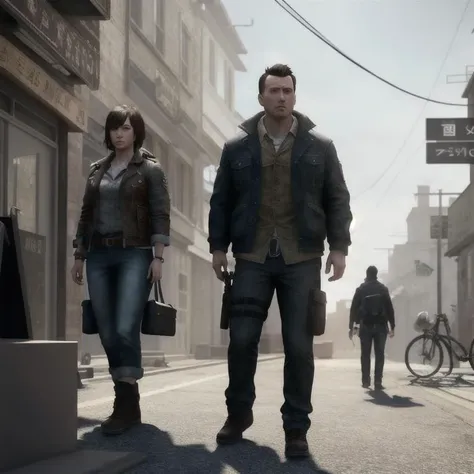 dirty people wearing rages, dirty, looking tired and in pain, (1woman) with hands tied, (2men) guards, background detailed post-apocalyptic town, people in background, full body, angry, disgusted, cinematic lighting, sharp focus, best quality, photorealistic, (hyperrealistic:1.2), (((professionally color graded))), volumetric lighting, ultra detailed, digital illustration, good anatomy, good faces, realistic shadows, realistic lighting, beautiful lighting, raytracing, (extremely detailed CG, unity),