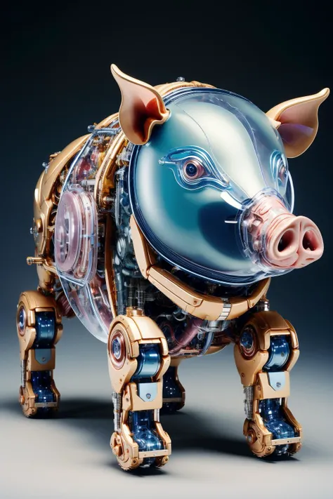 ((masterpiece)), ((best quality)), 8k, high detailed, ultra-detailed,(sleek stealth),(transparent:1.5),<lora:Mechanicalpig:0.8>,Mechanical pig,(Mechanical parts:1.3),
