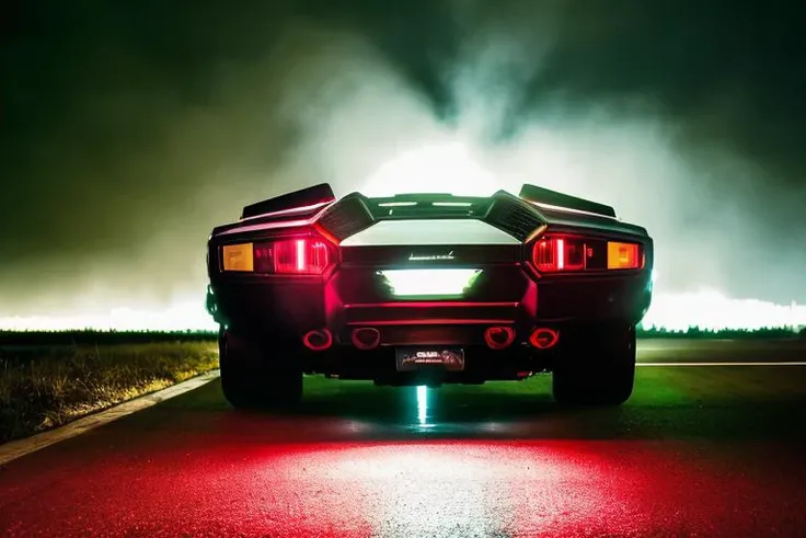analog gloomy photo of an iridescent silver Lamborghini Countach car, <lora:c0unt4ch:0.8>, (in a race to save humanity ((at night))), ((racing in a holographic city)), neon tracks, neon roads, holographic signs, ((nighttime)), (vaporwave), retrowave, outrun, (cyberpunk), (lasers), futuristic, magical, surreal, dreamy, High Detail, Sharp focus, (photorealism), realistic, best quality, 8k, award winning, dramatic lighting, epic, cinematic, masterpiece, rim light, ambient fog:1.5, dutch angle, wide angle lens, ,