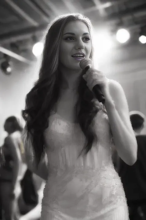 (headshot), 1girl, beautiful, a foggy ((crowded dance floor)), inside a rave, neon lightshow, laser show, at a ((rave)), BREAK
sequin dress, form fitting, ((singing into a microphone)), holding a microphone, BREAK
large breasts, makeup, long straight hair, pale skin, fair skin, white skin, BREAK
<lora:HJH:1>