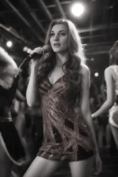 (headshot), 1girl, beautiful, a foggy ((crowded dance floor)), inside a rave, neon lightshow, laser show, at a ((rave)), BREAK
sequin dress, form fitting, ((singing into a microphone)), holding a microphone, BREAK
large breasts, makeup, long straight hair, pale skin, fair skin, white skin, BREAK
<lora:HJH:1>