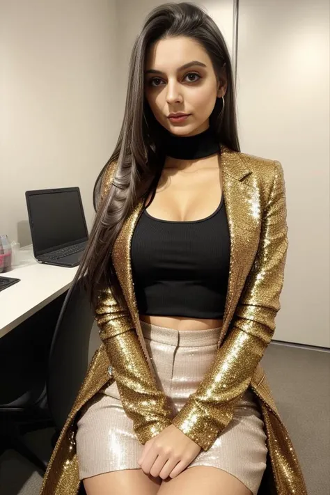 headshot, 1girl, beautiful, sitting at a desk, at a ((office)), BREAK
colorful sequin suit coat, elegant blouse, leather pencil skirt, BREAK
small breasts, makeup, long straight hair, pale skin, fair skin, white skin, BREAK
<lora:KW:1>