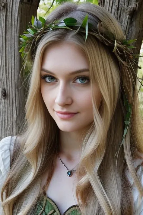 (headshot), Masterpiece, best quality, ((medieval)), (inside a flowering forest), moonlight, BREAK
((clothes made out of leaves)), flower crown, ((druid)), (fantasy), vines, flowers, ((wearing only leaves, vines, and flowers)), BREAK
colorful leaves and flowers growing from hair, dungeons and dragons, BREAK
long hair, (straight hair), pale skin, fair skin, white skin, large breasts, BREAK
<lora:MCR:1>