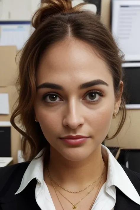 close up headshot, Masterpiece, best quality, ((crowded office)), at a ((office)), (*office* crowded with people:1.3), BREAK
1girl, cleavage, (large breasts), 4k, beautiful,  looking at viewer,  BREAK
business suit with (no undershirt), pencil skirt, ((black pantyhose)), suit coat, BREAK
 makeup, earrings, pale skin, fair skin, white skin, BREAK
<lora:ABT:1>