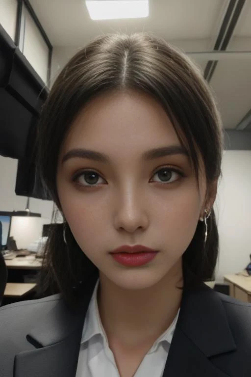 close up headshot, Masterpiece, best quality, ((crowded office)), at a ((office)), (*office* crowded with people:1.3), BREAK
1girl, cleavage, (large breasts), 4k, beautiful, looking at viewer, BREAK
business suit with (no undershirt), pencil skirt, ((black pantyhose)), suit coat, BREAK
makeup, earrings, pale skin, fair skin, white skin, BREAK
<lora:ESL:1>