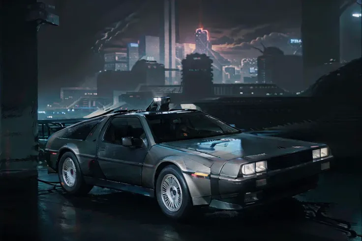(masterpiece, 4k ,ultra detailed:1.2),(realistic:1), illustration, (photorealistic:1), (fisheye:1.1), (panorama:1.1),(from side:1.2), (simple background:1.4), (outdoor,highway,night,cyberpunk,neon,fog,rain,new york,manhattan,reflection,river:1.2), (skyscraper,cityscape:1.4),(lookout:1.3), (retrowave:1), (1 Retro car moving fast on a hillside road, DeLorean, car focus, Electric Energy in car wheels:1.4), Rocket Engine Booster on Back of Car, (Very fast Movement effect, lightspeed, movement blur, :1)
<lora:STYLE_EFFECT_MovieFilmVia3:.5>, (Movement, ChromaticAberration:.2),  <lora:80'sFusion:.2>, <lora:Blade Runner v.2.2:.4>,  <lora:STYLE_flat2:1>, <lora:retrowave_0.12:1>, <lora:CAR_Modern_Cars:.4>, <lora:dmc12:.4>,