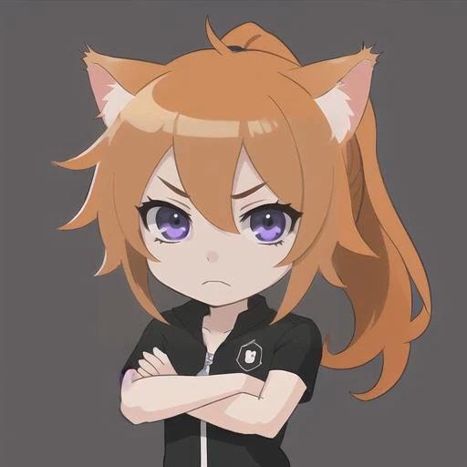 master,chief (twitch emote:1.4),1girl,orange hair,cat ears,psycho face,crazy face,crazy eyes,cartoon,chibi,<lora:TwitchEmotes:0.8>,<lora:childe-10:0.4>,blue eyes,water,<lora:add_detail:-1>,high ponytail,simple background,crossed arms