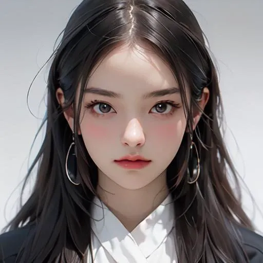 a 20 yo woman,bob hair, 1 horn on left fore head, dark theme, soothing tones, muted colors, high contrast, (natural skin texture, hyperrealism, soft light, sharp),red background,simple background,