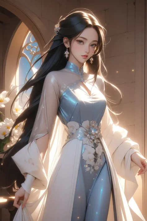 1girl, Silver and Alabaster dust particles, High quality, key visual, 64K, Luminous trails, Best quality, Luminism, extremely hyper aesthetic, Decals, arthouse, Doodle Art style, Kuiper Belt, RTX, vintage, extremely beautiful, Hypersaturated, rainbow swirl, photolab, Crepuscular Rays, hyperdetailed, Oversized Flowery tall Tudor ([Uche|Niall]:1.3) - Centaur hybrid, ð, Uche is Visiting in a Wine cellar, dressed in a very [Deserted|Dreamy] Sensual Neon Jeans and Passionate deep blue Midi dress and pumps, Uche has Luminous hair, Light streaks, HDR, Technicolor, behance, professional, glittering, highly detailed, Mythpunk, overlapping compositions, dslr, glitter texture, 4K, blended visuals, beautiful, underpainting, most beautiful artwork in the world, Queercore Art, quantum wavetracing, Concept Art World, elegant, Temari, extremely detailed CG Unity 8k wallpaper, CGI Art