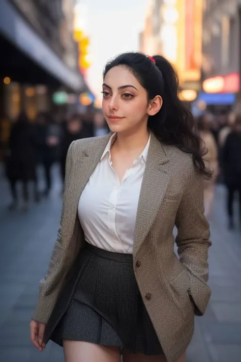 DEN_shiftymine_OF,
walking down Hollywood boulevard, a busy street scene, public, bustling, crowds, wearing a skirt and blazer,
bokeh, f1.4, 40mm, photorealistic, raw, 8k, textured skin, skin pores, intricate details <lora:epi_noiseoffset2:1>, epiCRealism, <lora:ClothingAdjuster3:-1.0>