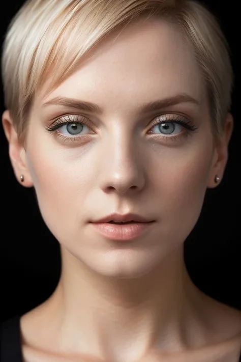 DEN_luventa_SG,
(headshot:1.2) portrait on a (plain black background:1.2), (headshot:1.2), (face focus:1.1), (facing the camera:1.2), Head in the centre, (eye contact:1.3), (intense stare:1.1), mouth open, (facing straightforward:1.2), (forward facing:1.1), Head, face, Head focus, Head tilted down, looking slightly up at the camera,
bokeh, f1.4, 40mm, photorealistic, raw, 8k, textured skin, skin pores, intricate details  <lora:epi_noiseoffset2:1>, epiCRealism