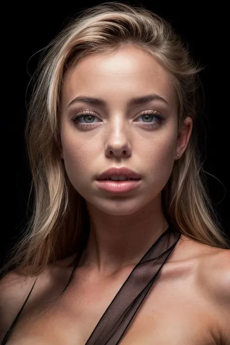 DEN_emma_kotos,
(headshot:1.2) portrait on a (plain black background:1.2), (headshot:1.2), (face focus:1.1), (facing the camera:1.2), Head in the centre, (eye contact:1.3), (intense stare:1.1), mouth open, (facing straightforward:1.2), (forward facing:1.1), Head, face, Head focus, Head tilted down, looking slightly up at the camera,
bokeh, f1.4, 40mm, photorealistic, raw, 8k, textured skin, skin pores, intricate details <lora:epi_noiseoffset2:1>, epiCRealism, <lora:add_detail:1.0>