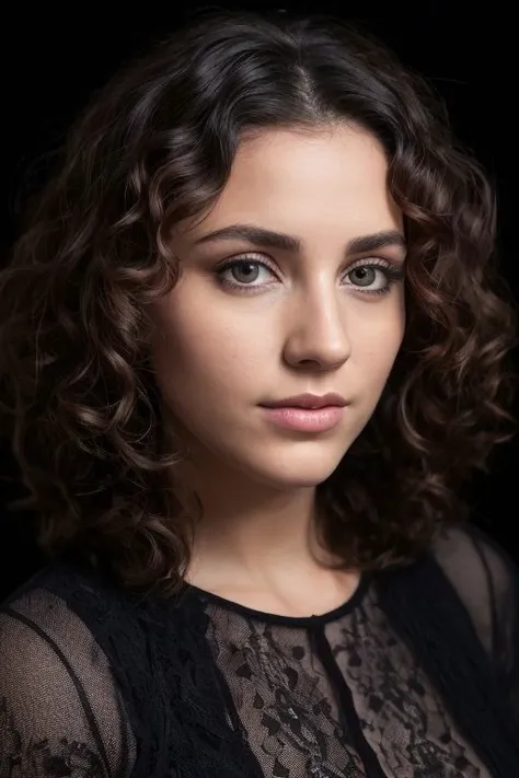 portrait of 1girl,
mid length tight curl ringlet hair,
(headshot:1.1) portrait on a plain black background, (headshot:1.2), face focus, intricate (beautiful eyes:1.2), (wide open eyes:1.1), Big eyes,  clean photo, circle lighting, high contrast,
bokeh, f1.4, 40mm, photorealistic, raw, 8k, textured skin, skin pores, intricate details,