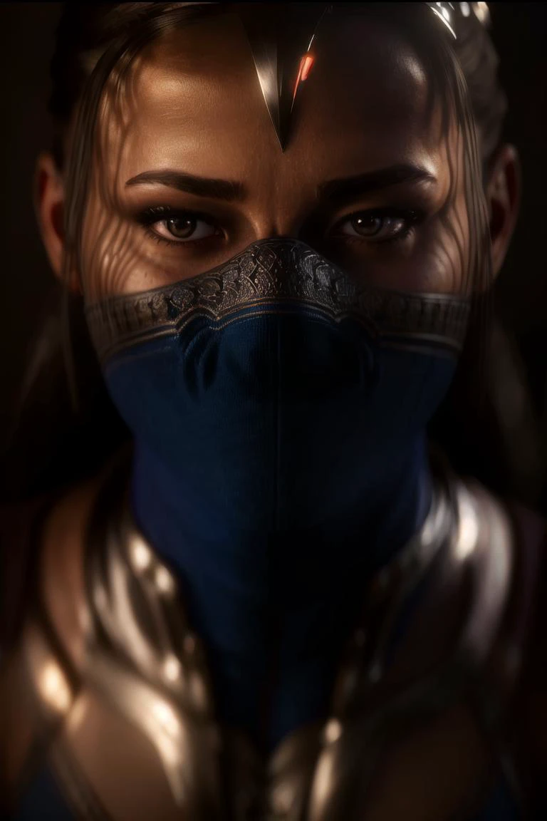 <lora:kitana:0.8>, kitana, masterpiece, best quality, ultra high res, (photorealistic:1.4), raw photo, finely detail, ultra detailed, highres, best shadow, sharp, focus, 8k UHD, DSLR, high quality, solo, 1girl, brown hair, brown eyes, looking at viewer, long hair, close-up, dark