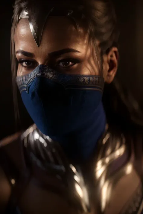 <lora:kitana:0.8>, kitana, masterpiece, best quality, ultra high res, (photorealistic:1.4), raw photo, finely detail, ultra detailed, highres, best shadow, sharp, focus, 8k UHD, DSLR, high quality, solo, 1girl, realistic, mask, mouth mask, looking away, portrait, brown hair, veil, profile
