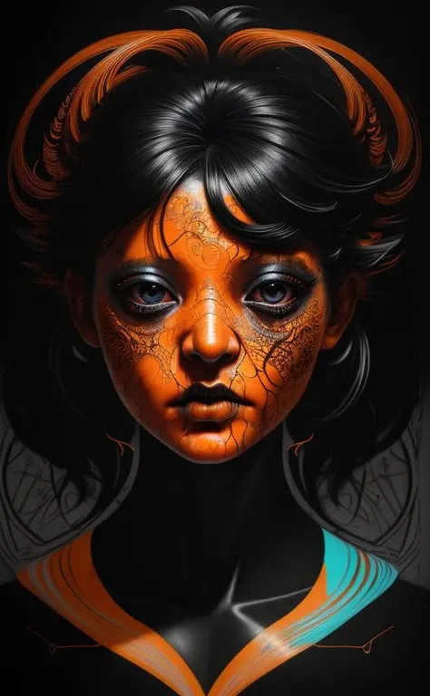 photography in the style of detailed hyperrealism ,cinematic composition,a black and neon orange cherubim,Alberto Seveso,creature drawing a triangle in the style of fisheye effects, colorful moebius, studyplace, hdr, photorealistic paintings, charcoal drawing, realistic sketched charcoal,expressive,hyper detailed,intricate,poster