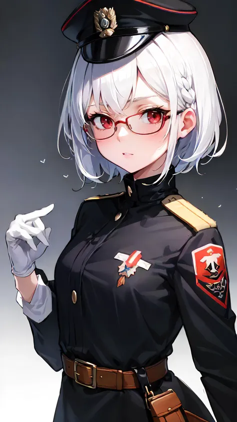 masterpiece, best quality, girl face, red eyes, glasses