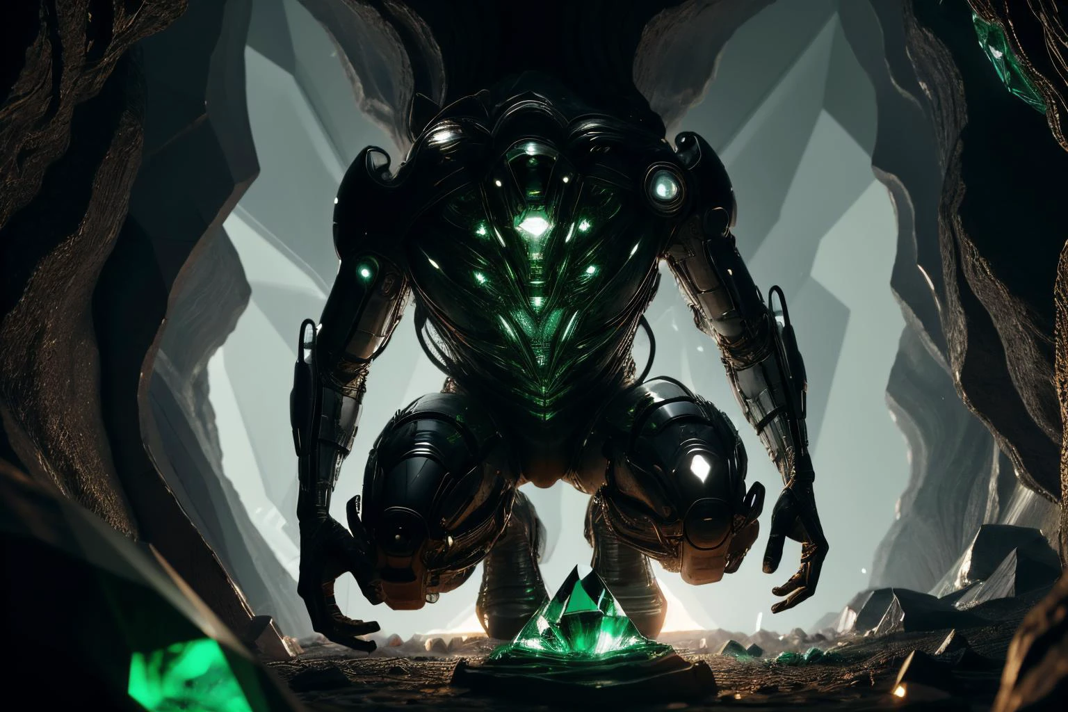 <lora:GemTech:0.8>,gemtech,scifi,internal reflections,transparent,inner details,emerald,
in a cave,mine,shadow,1man,<lora:shadow_lora:2>, (award winning photography,professional photography,8k,RAW photo,best quality,masterpiece,photo-realistic,intricate,highly detailed,professional lighting)