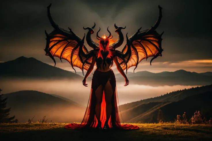 in a dark field,mountains in the background BREAK
shadow,1girl,solo,<lora:shadow_lora:2> BREAK
d3m0ndr3ss,long dress,red dress,demon wings,<lora:d3m0ndr3ss:0.75>,full body shot BREAK, (award winning photography,professional photography,8k,RAW photo,best quality,masterpiece,photo-realistic,intricate,highly detailed,professional lighting)
