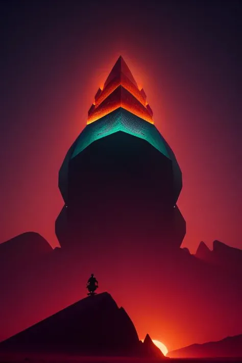 Masterpiece, art by Dan McPharlin A gigantic crystal robot fighting a powerful fire-breathing dragon against the backdrop of a breathtaking colorful sunset. (photorealistic, concept art, octane render, trending on artstation) , realistic, perfect quality , intricated details, detailed background, cinematic lights,
