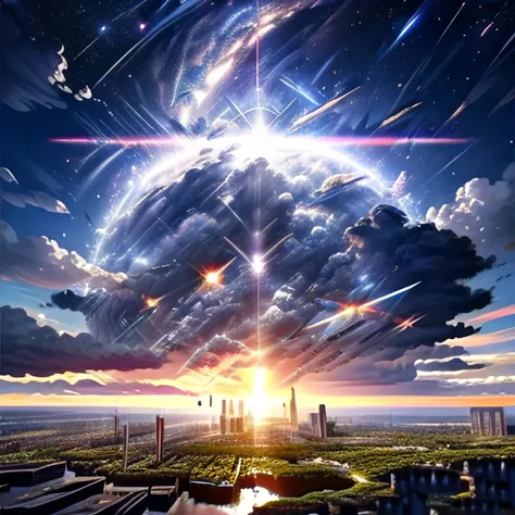 masterpiece, best quality, (photorealistic),High quality texture, intricate details, detailed texture, High quality shadow, the sun shining through the clouds in the sky, a painting by Li Shida, Artstation, space art, reimagined by industrial light and magic, tesseract, official art, <lora:more_details:0.8> <lora:EpicSky:0.8>