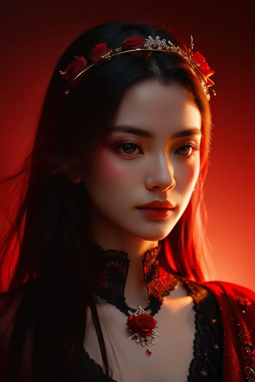 Masterpiece, art by Huang Guangjian A breathtakingly detailed close up view of a red rose with water droplets, photograph , realistic, perfect quality , intricated details, detailed background, cinematic lights,