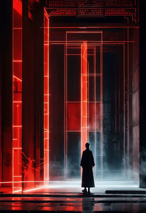 (masterpiece,top quality,best quality,official art,beautiful and aesthetic:1.2),
neon lights,science fiction,xuer Palace gate,
A shot with tension,(Visual impact,giving the poster a dynamic and visually striking appearance:1.2),Chinese Zen style,impactful picture,
<lora:~Q?-[ xuer Palace gate:0.8>,