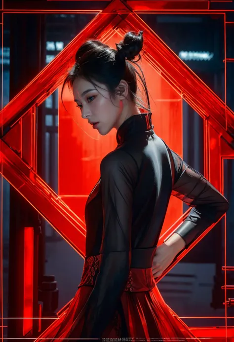 (masterpiece,top quality,best quality,official art,beautiful and aesthetic:1.2),
neon lights,science fiction,xuer Palace gate,upper body,Dynamic Angle,Dynamic posture,Perspective,High Point,pov,
A shot with tension,(Visual impact,giving the poster a dynamic and visually striking appearance:1.2),Chinese Zen style,impactful picture,
<lora:~Q?-[ xuer Palace gate:0.8>,