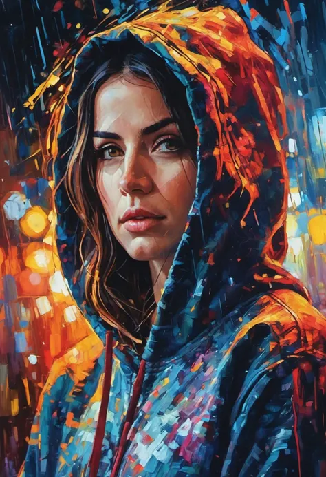 stunning abstract expressionism of a beautiful ohwx woman wearing a hoodie, (by Alyssa Monks:1.1), by Joseph Lorusso, by Lilia Alvarado, beautiful lighting, sharp focus, 8k, high res, (pores:0.1), (sweaty:0.8), Masterpiece, Nikon Z9, Award - winning photograph <lora:ana_lora_sdxl_v1-64_cumul_fp16:1>