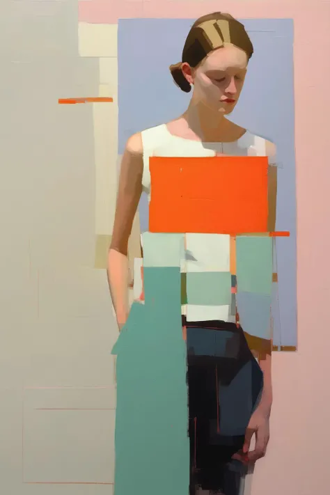 <lora:Raimonds Staprans Style:1>Raimonds Staprans Style - Enlarge the clothes part of this work to fill the screen Create a series of paintings according to the style of Euan Uglow