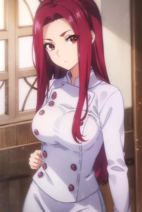 ryoukosakaki, <lora:ryouko sakaki s1-lora-nochekaiser:1>,
ryouko sakaki,  long hair, (red eyes:1.3), red hair,
BREAK chef, pants, white pants,
BREAK indoors, kitchen,
BREAK looking at viewer, (cowboy shot:1.5),
BREAK <lyco:GoodHands-beta2:1>, (masterpiece:1.2), best quality, high resolution, unity 8k wallpaper, (illustration:0.8), (beautiful detailed eyes:1.6), extremely detailed face, perfect lighting, extremely detailed CG, (perfect hands, perfect anatomy),