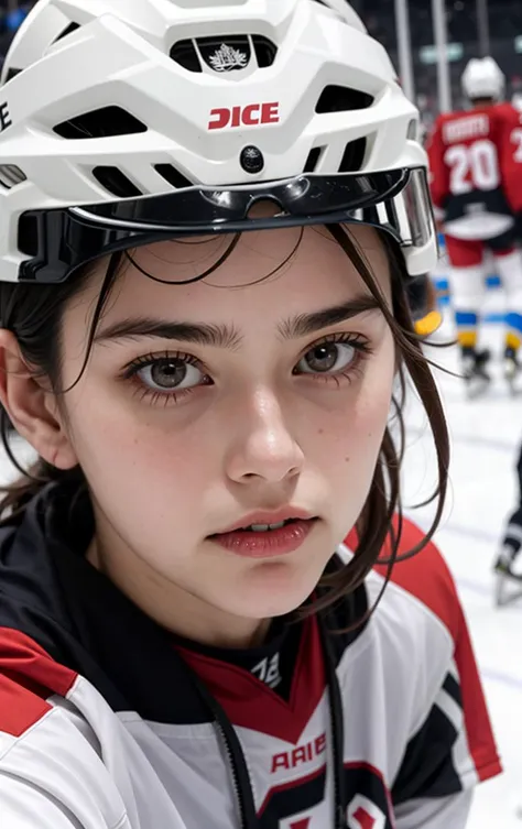 a Extreme Close Up of Ice Hockey at noon