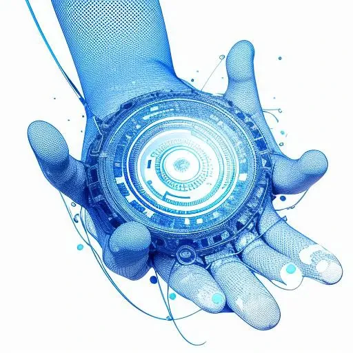 masterpiece,technology style, monochrome, blue theme, hands, white background,<lora:lbc_technology_style:0.6>,