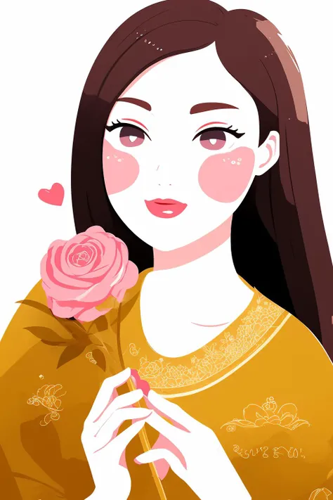 Valentine's Day,Flat painted style,1girl,close-up,upper_body,simple background,<lora:lbc_Valentine's Day:1.2>,love,romantism,masterpiece,