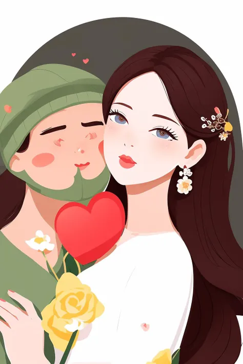 Valentine's Day,Flat painted style,1girl,close-up,upper_body,simple background,<lora:lbc_Valentine's Day:1.2>,love,romantism,masterpiece,