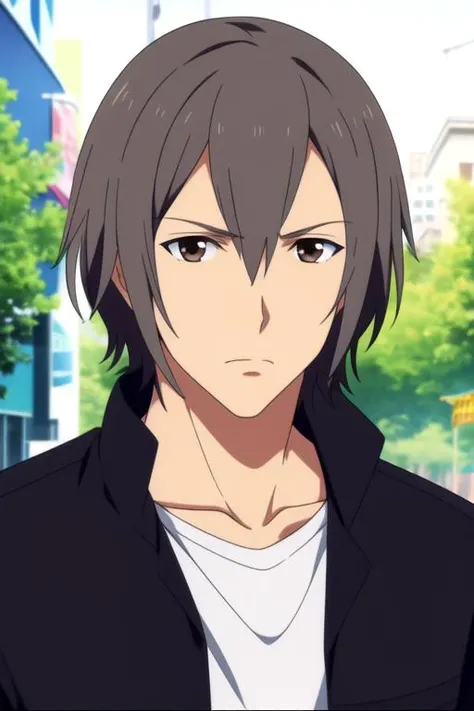 masterpiece, best quality, photorealistic, 1boy, solo, male focus, looking at viewer, upper body, , <lora:ryou_kaidai:0.72>, ryou_kaidai, grey hair, brown eyes