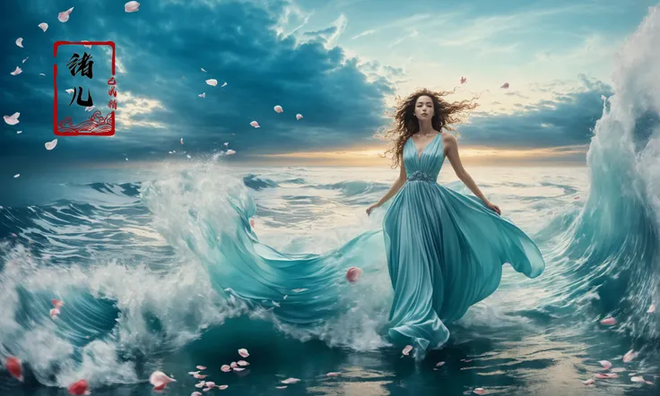 (dramatic, gritty, intense:1.4),masterpiece, best quality, 32k uhd, insane details, intricate details, hyperdetailed, hyper quality, high detail, ultra detailed, Masterpiece,(wide shot, wide-angle lens,Panoramic:1.2), (Dynamic Angle:1.5),
a girl In the calm sea, blue sky with white clouds, in the style of dark emerald and dark aquamarine, traditional chinese, timeless beauty, dreamlike hues, aurorapunk, pictorial dreams, solarizing master
(Real waterRealistic waterflowing water:1.5)ripples(Milky skin, shiny skin:1.6)(Flowers:1.3), (Scattered petal:1.6)(Very Long Wave Hair:1.4)(upper body:1.3)
A shot with tension(sky glows red,Visual impact,giving the poster a dynamic and visually striking appearance:1.2),
<lora:~Q?-mwN
dD_qsea:0.8>