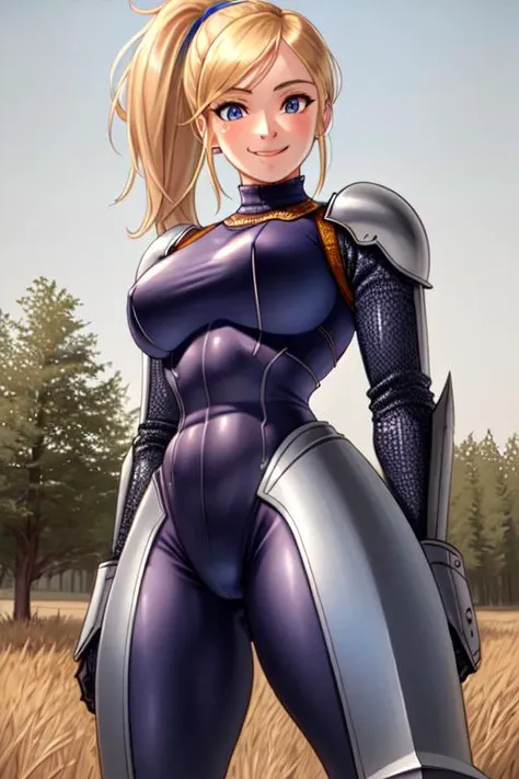 1girl, solo, samus aran, (highly detailed eyes), detailed face, ((round pupils)), intricate details, (blue eyes), (blonde hair), ponytail, (((realistic))), looking at viewer, smile, happy, ((portrait)), (((upper body))), (((zero suit))), ((cartoon)), soft lighting, cityscape, night, ((muscular female)), ((thick arms)), arms behind back, wassnonam-12800