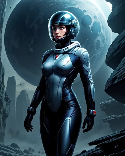 Comic Illustration, low camera angle, medium shot, of a female astronaut exploring an alien world, pretty face BREAK (Wearing an environmental adaptation spacesuit: versatile attire, environment adaptation modules, pressure adjustment, atmosphere filtration.) BREAK (Wearing a Nano-Filter Helmet, a sleek silver helmet with a compact profile and a semi-transparent visor revealing a mesh of minute nano-filters.) BREAK futuristic, on the surface, sexy, Alien Artifact Site background, detailed, sharp, HDR, good quality, good resolution, maximalist, masterpiece, comic style, graphic novel style, sharp lines, smooth shading, action shot <lora:actionshot:0.7> <lora:SDXLrender_v2.0:0.7> <lora:tangbohu-breasts_2:0.7>