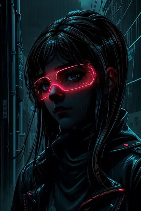 portrait of chaya, pulp cover art <lora:neg4all_bdsqlsz_V3.5:0.8> <lora:AdvancedEnhancer:0.8> <lora:LED_Glasses:0.65> cyberpunk glasses,, Neon noir, Cyberpunk, dark, rainy streets, neon signs, high contrast, low light, vibrant, highly detailed, neon lighting, (caustics:1.3), portrait photography, rainy city street with neon signs, (masterpiece, best quality, absurdres, detailed, ultra-detailed:0.8)