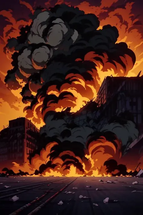 A bomb falling on Nagasaki in comic book style
