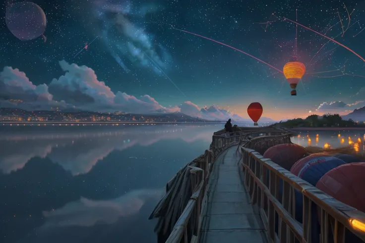 Atop a vibrant hot air balloon, drifting through a cloud-streaked sky, Futuristic Hoverboard Racing Stadium Lights, Ancient celestial map,Constellations etched in ancient stone, Calm lakeside fishing,Reflections on still waters under a clear skyGlowing autumn lanterns,Soft lights adorning fall landscapes, Embarking on an epic journey across uncharted seas., <lora:Background_Detail_v3:1> <lora:detail_slider_v4:1> <lora:Detailed_Places_R-128_v1:1>