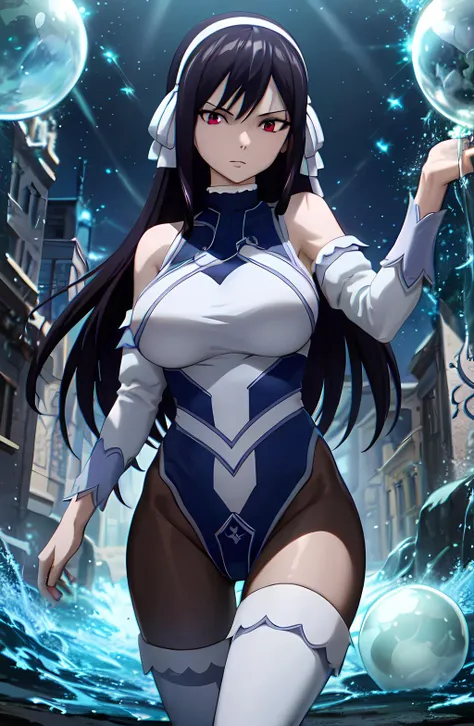 masterpiece, absurdres , (intricate details), (colorful),cinematic lighting,bust shot,extremely detailed CG unity 8k wallpaper, ultearls, 1girl,<lora:ultear:0.9>, looking at viewer, orb, holding,