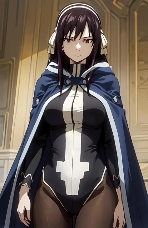 masterpiece, absurdres , (intricate details), (colorful),cinematic lighting,bust shot,extremely detailed CG unity 8k wallpaper, ulteardef, 1girl, cape, orb,  <lora:ultear:1>, looking at viewer,